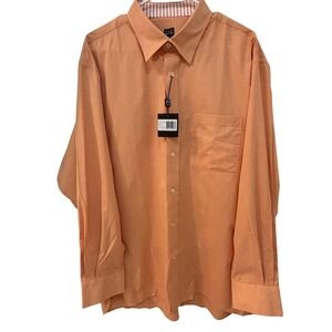 IKE BEHAR New York Mens XL Orange Houndstooth Long Sleeve Button‎ Down Shirt NWT